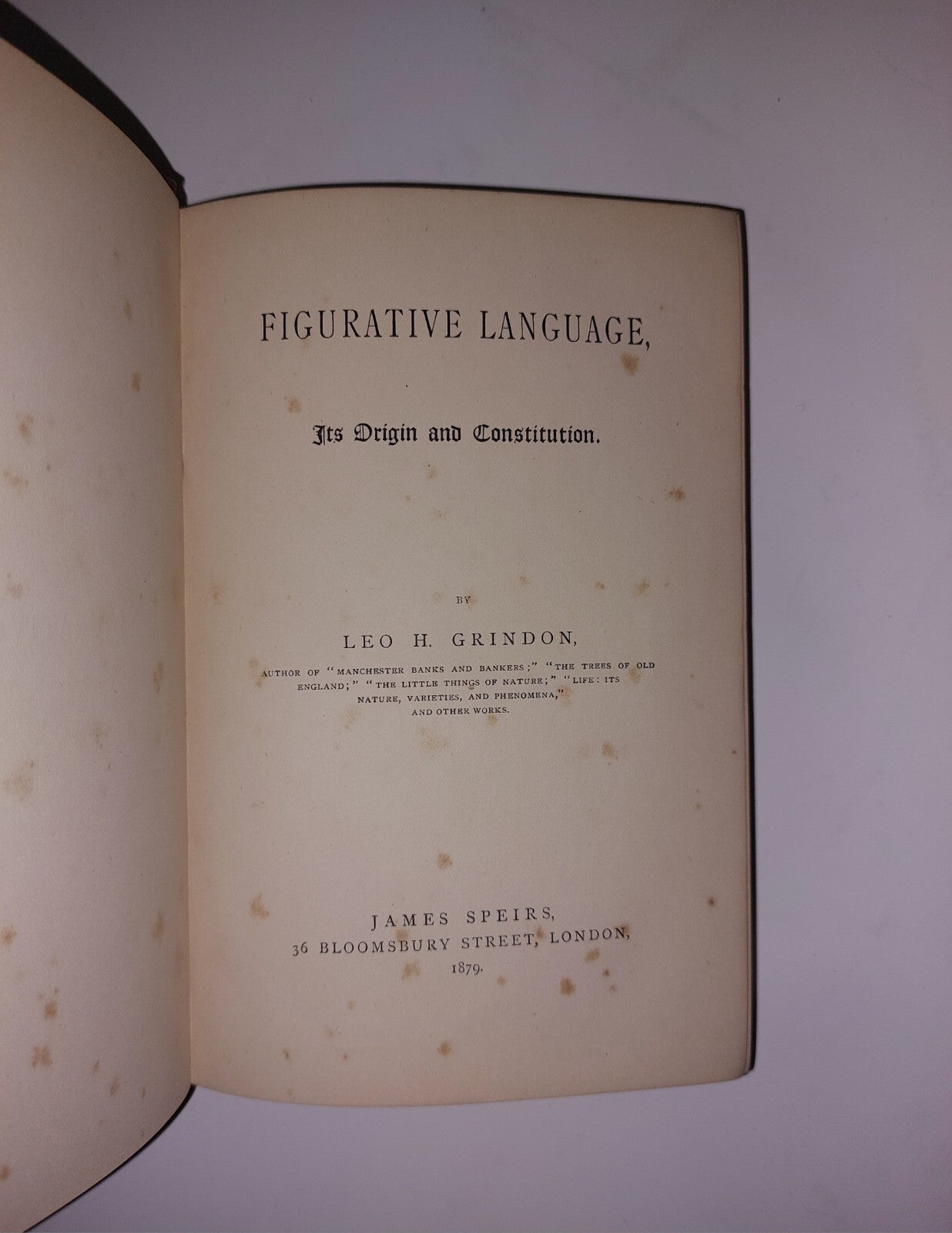 Figurative Language By Leo H. Grindon (1879) Antiquarian Book1
