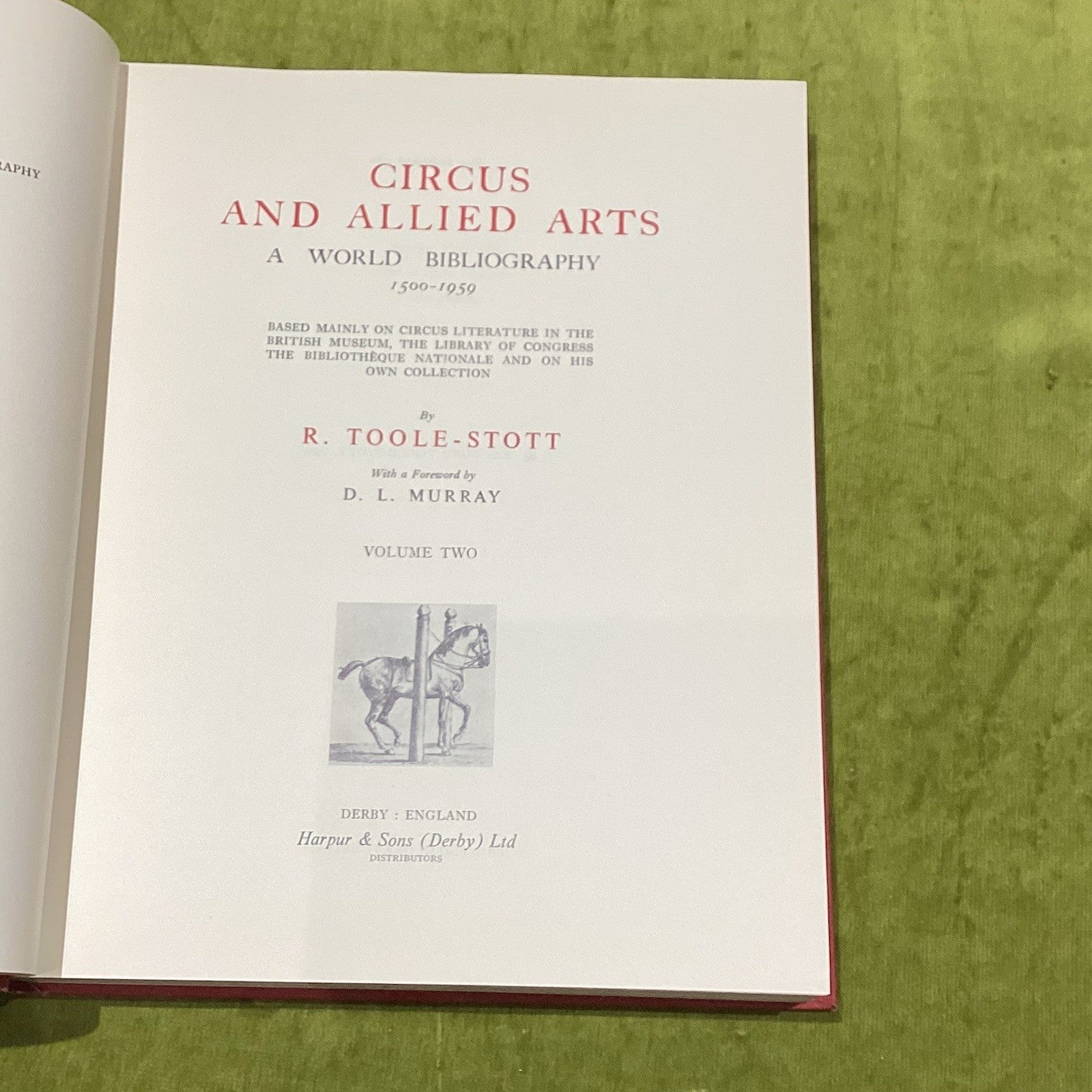 Circus and Allied Arts World Bibliography [4 Vol Set] (1958) R. Tootle Stott HB9