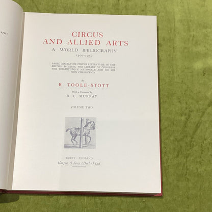 Circus and Allied Arts World Bibliography [4 Vol Set] (1958) R. Tootle Stott HB9