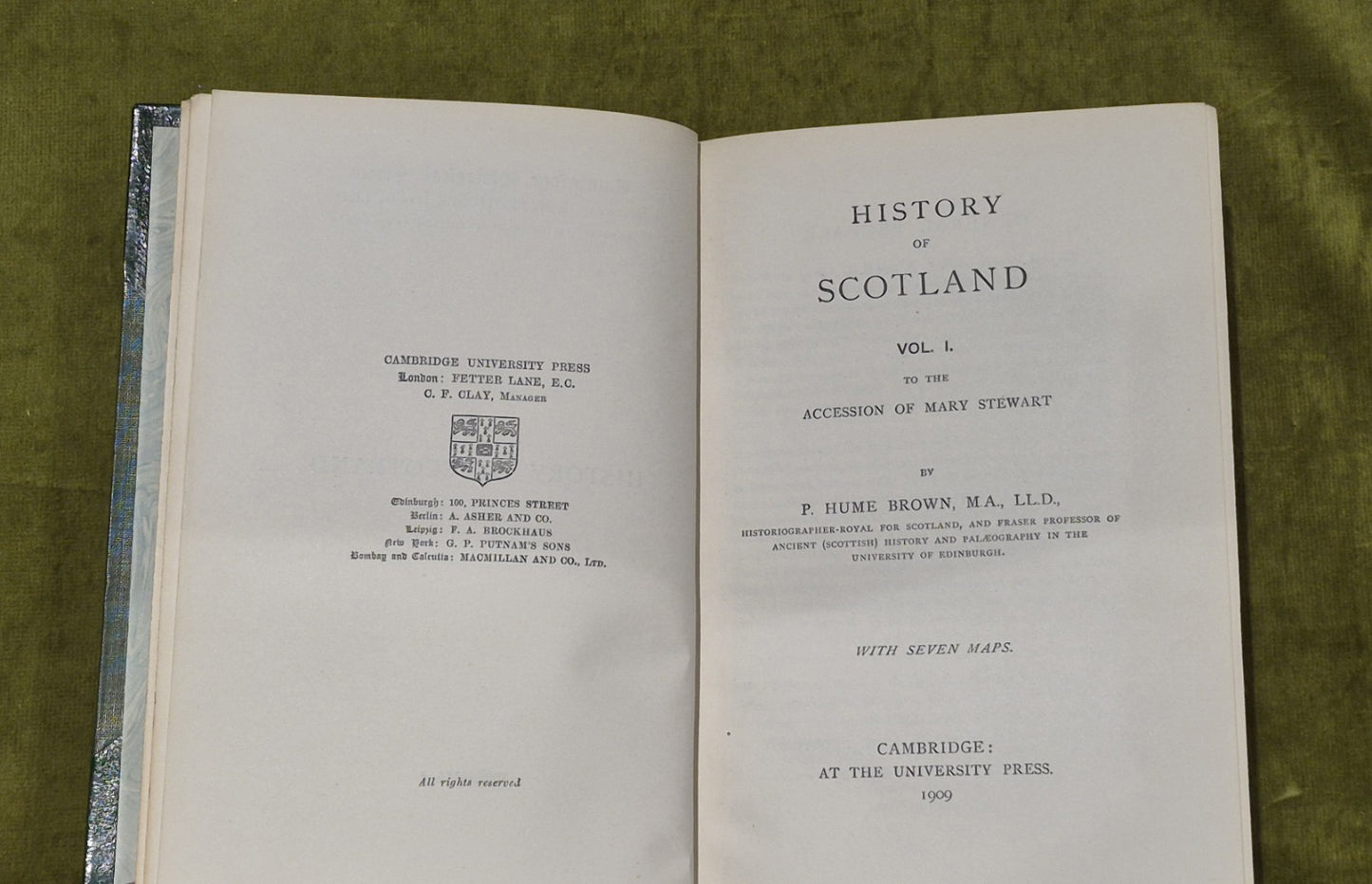 Hume Brown - History of Scotland  3 Vols - Cambridge University Press 1905-19094