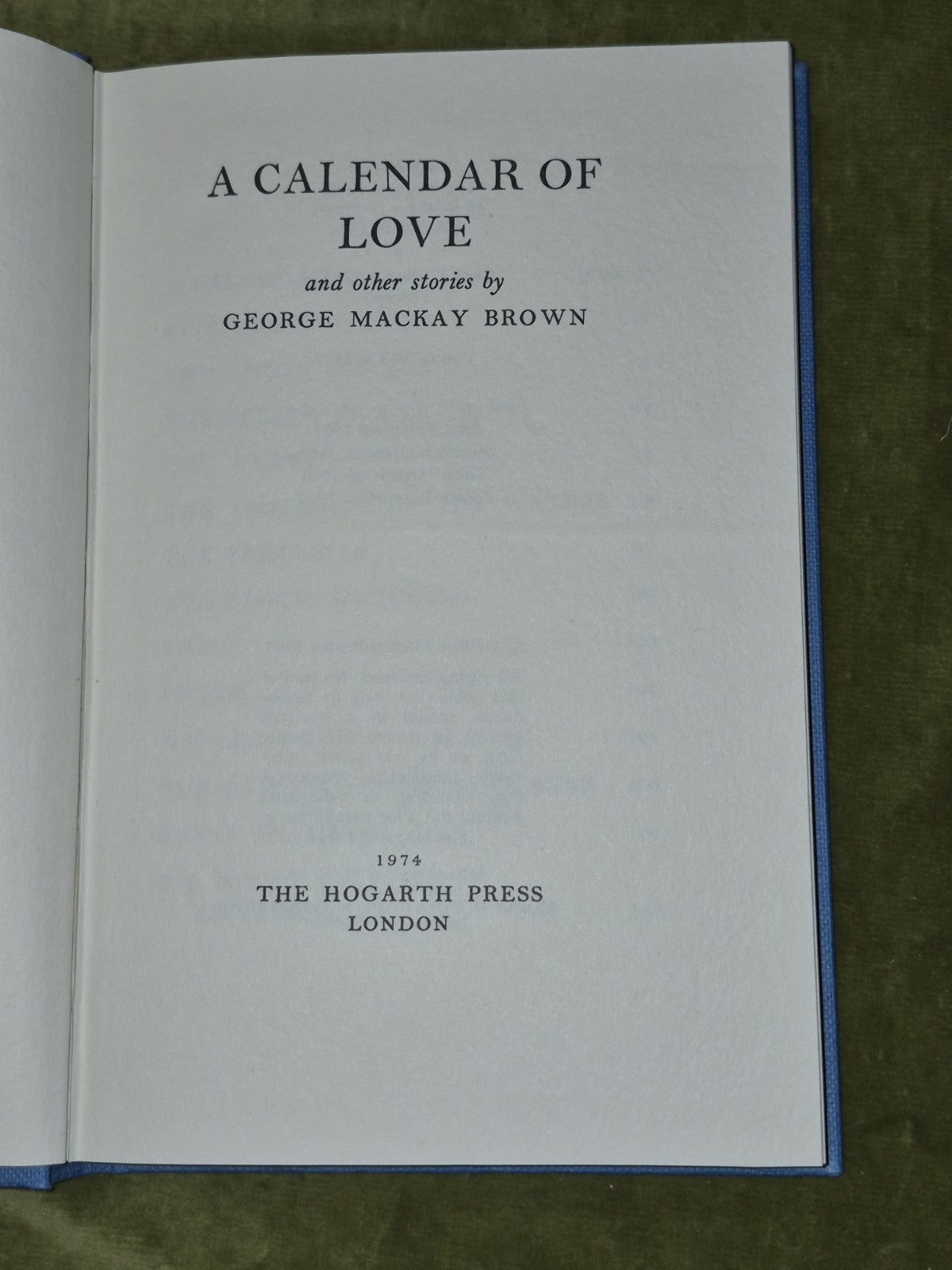 A Calendar of Love George Mackay Brown Hogarth Press First Ed. Fourth Impression4