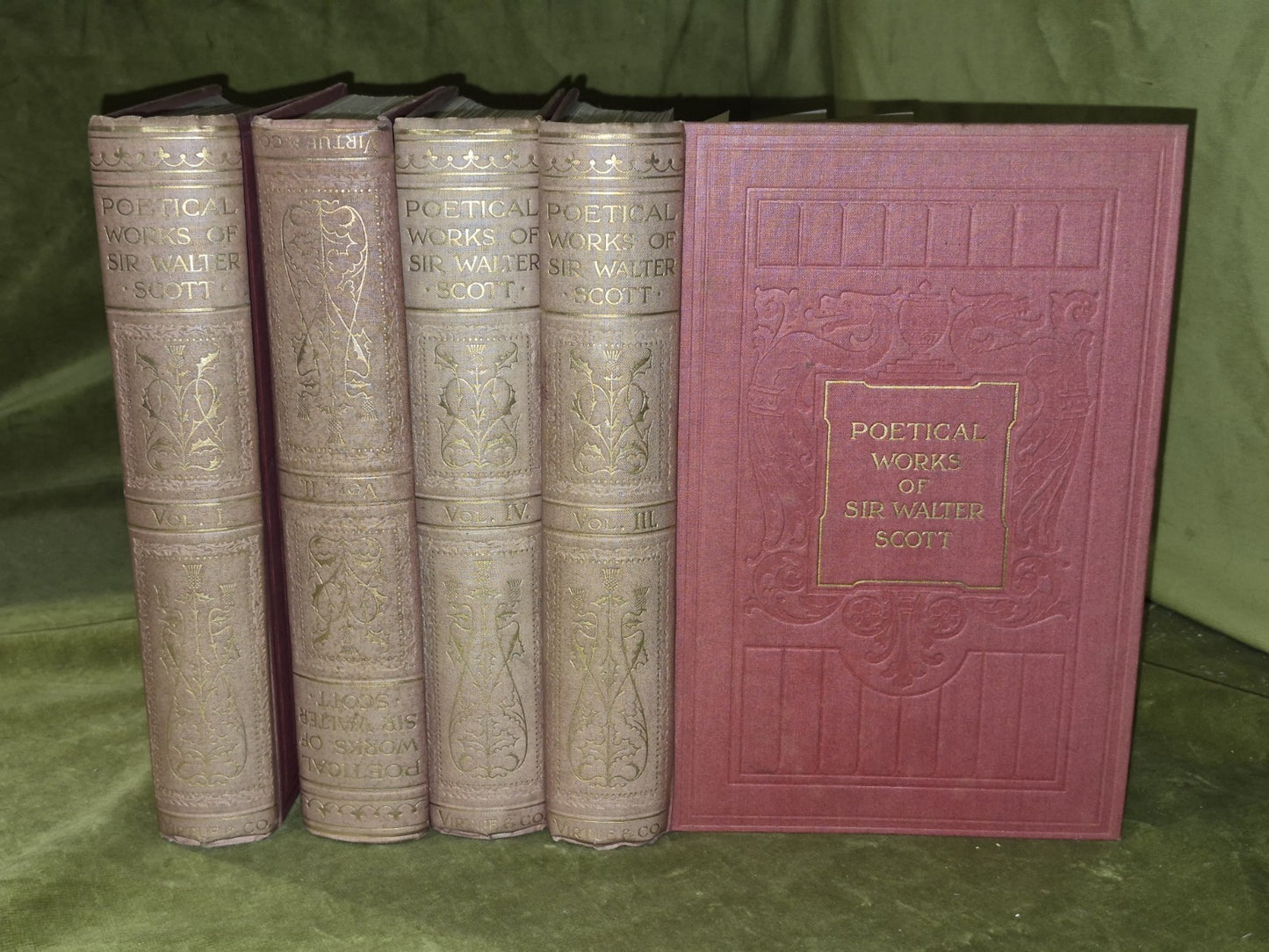 Poetical Works of Sir Walter Scott Complete Set 4 Volumes (Virtue and Co) c.19100