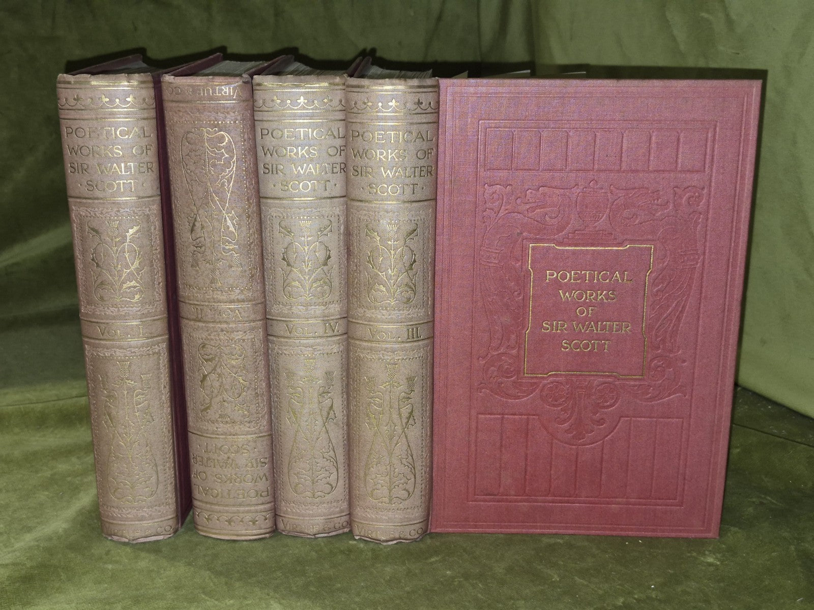 Poetical Works of Sir Walter Scott Complete Set 4 Volumes (Virtue and Co) c.19100