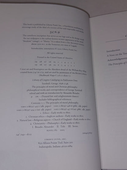 Principles Of Moral And Christian Philosophy [Vol 1 & 2] George Turnbull 2005 Hb6