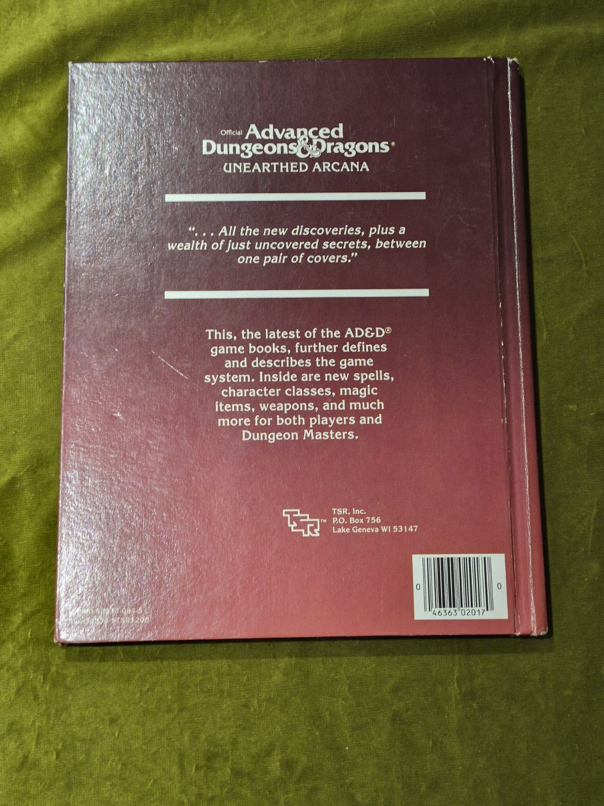 Advanced Dungeons & Dragons Unearthed Arcana • AD&D 1st Edition TSR 1985 Book1