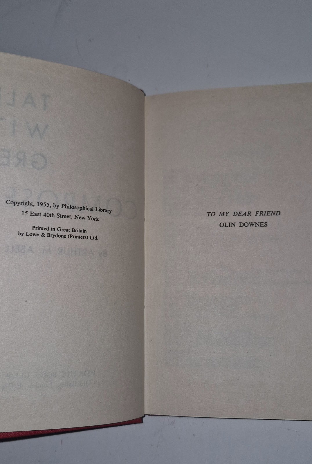 Talks With Great Composers by Arthur M. Abell. Psychic Book Club 19554
