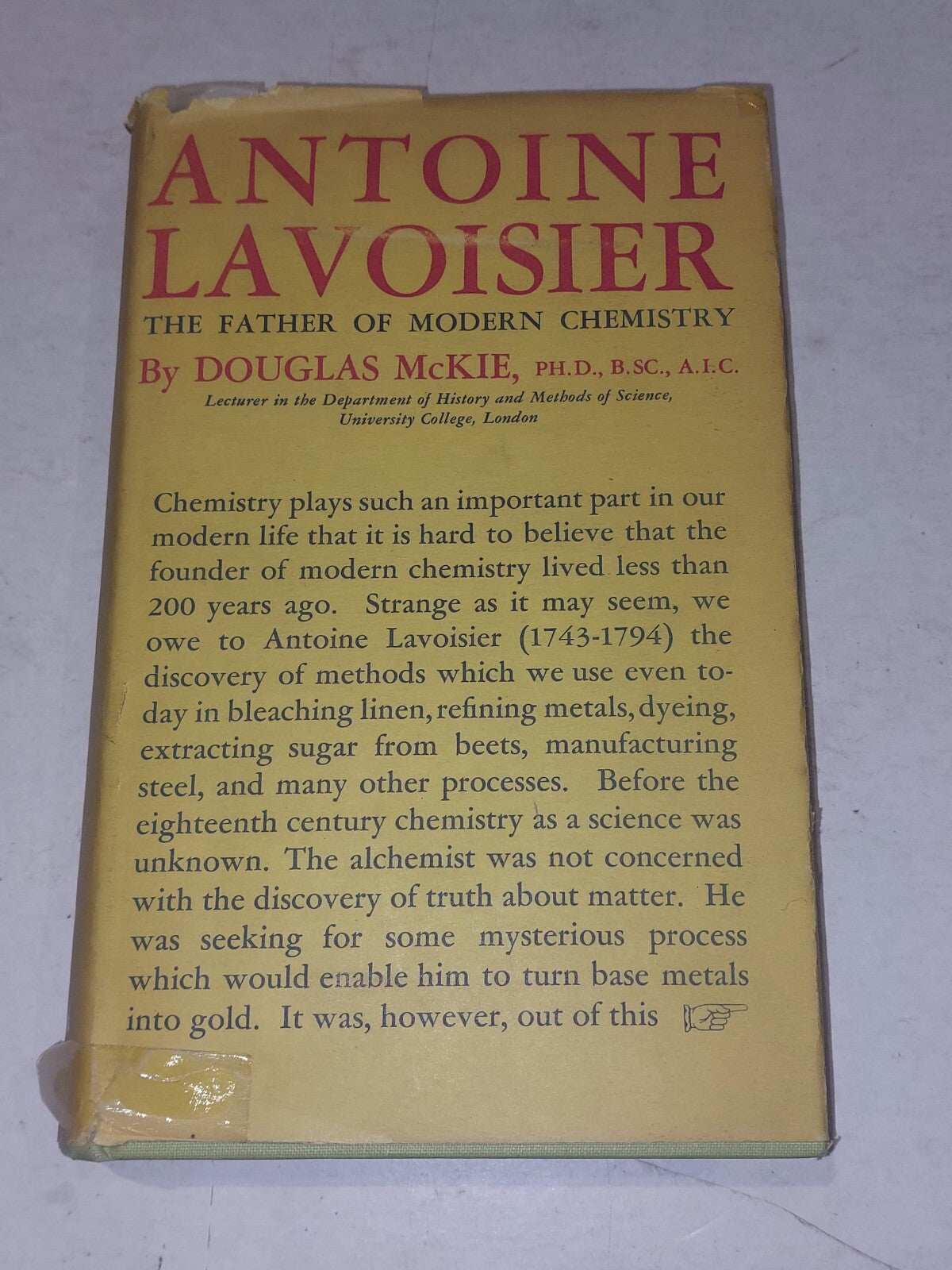 Antoine Lavoisier By Douglas McKie With Dust Jacket Hb Book0