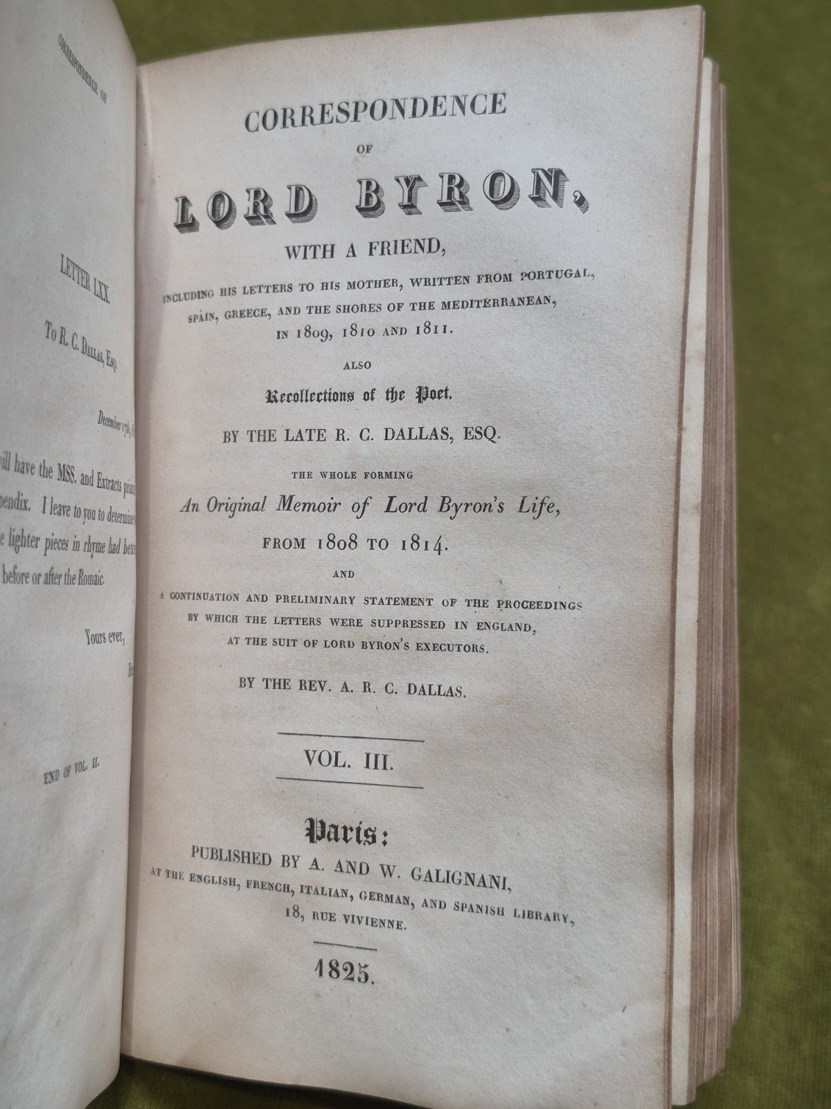 Correspondence of Lord Byron With a Friend 1825 Restoration Project Complete Set8