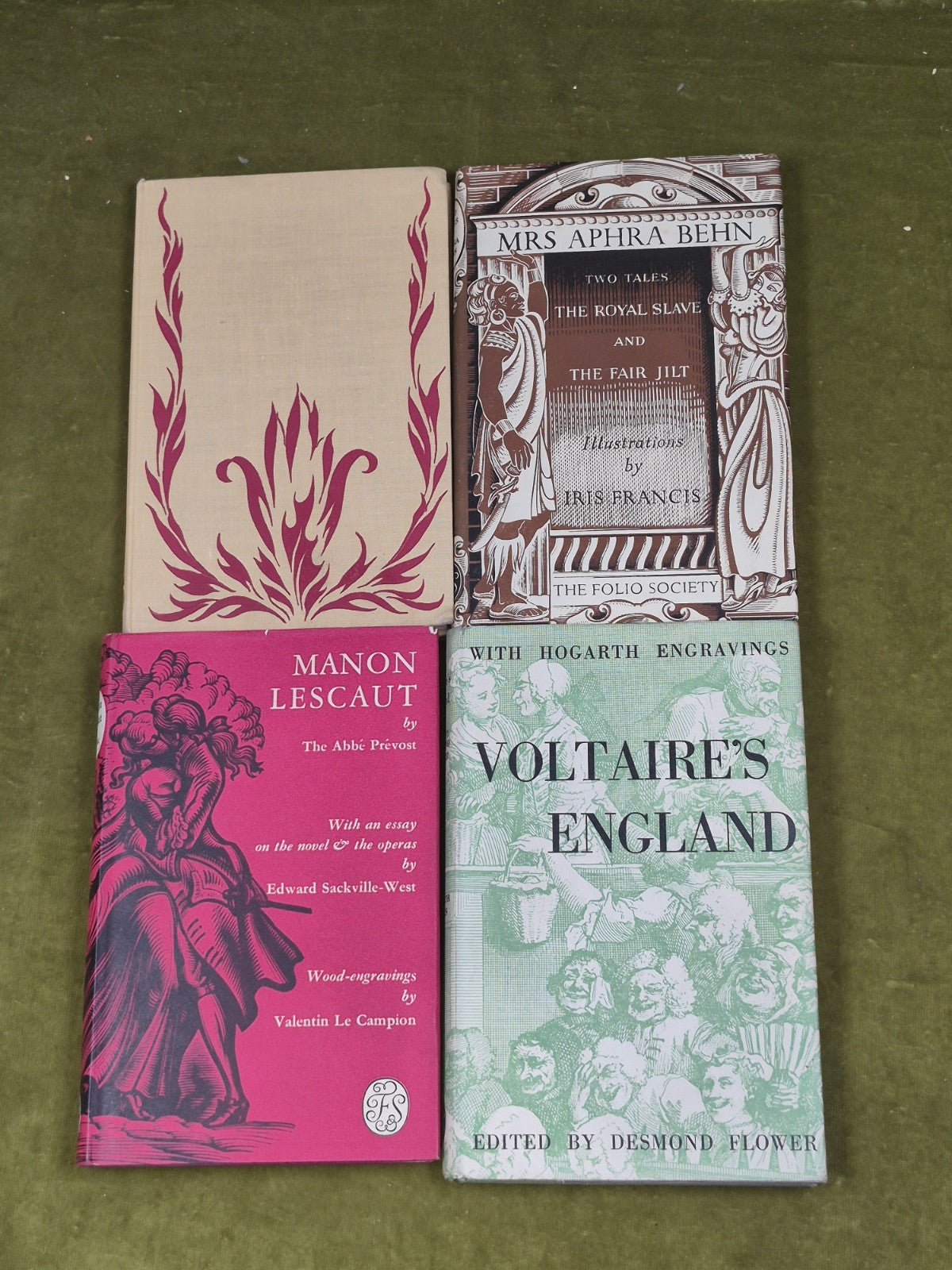 Set of 4 Early, 1st Ed Folio Society books : Carmen, Manon, Voltaire, Two Tales0