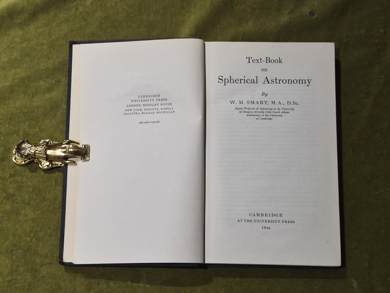 TEXTBOOK ON SPHERICAL ASTRONOMY - William Marshall Smart Cambridge 1944 4th Ed.3