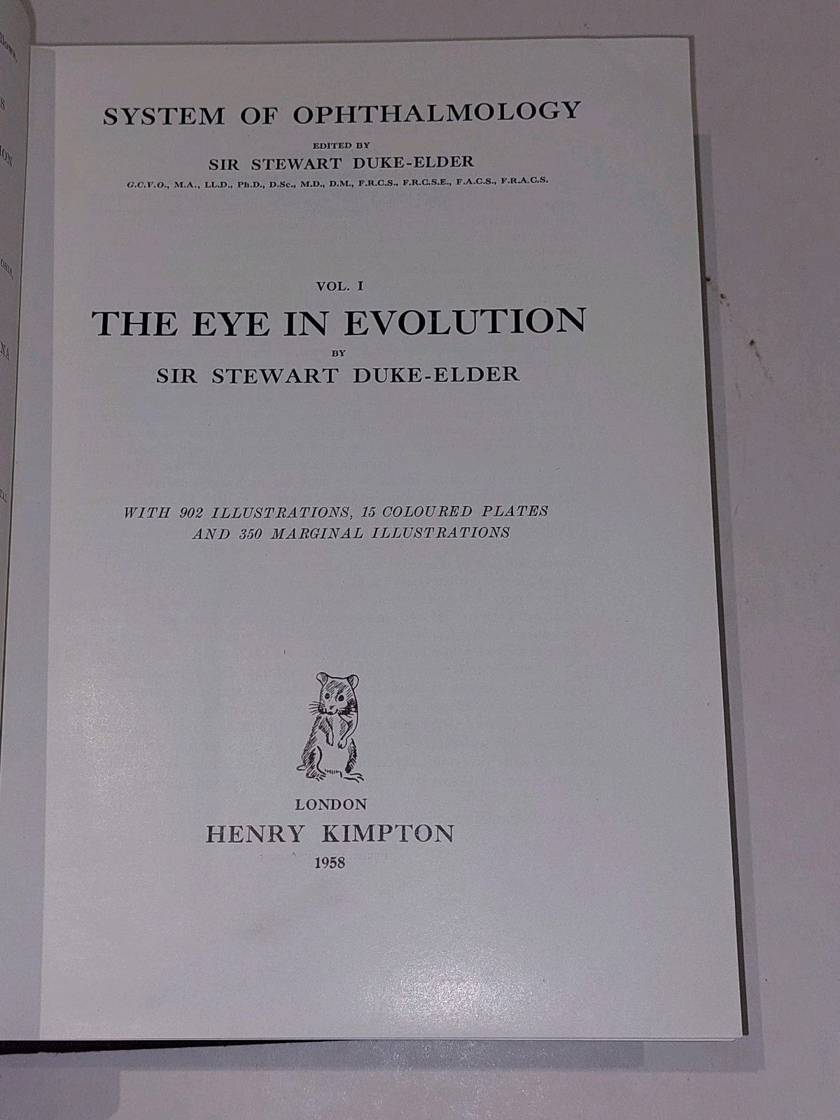 System Of Ophthalmology By Sir Stewart Duke-Elder Vol 1 [Henry Kimpton] Hb Dj3