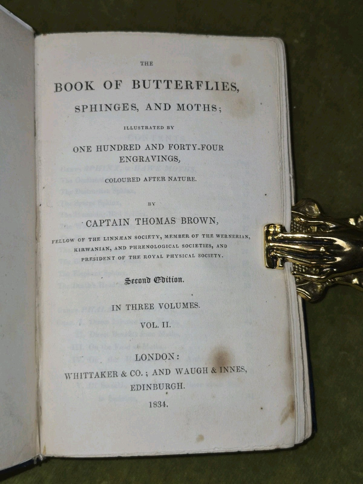 Book of Butterflies Thomas Brown 1834 Vol II Whittaker & Co.4