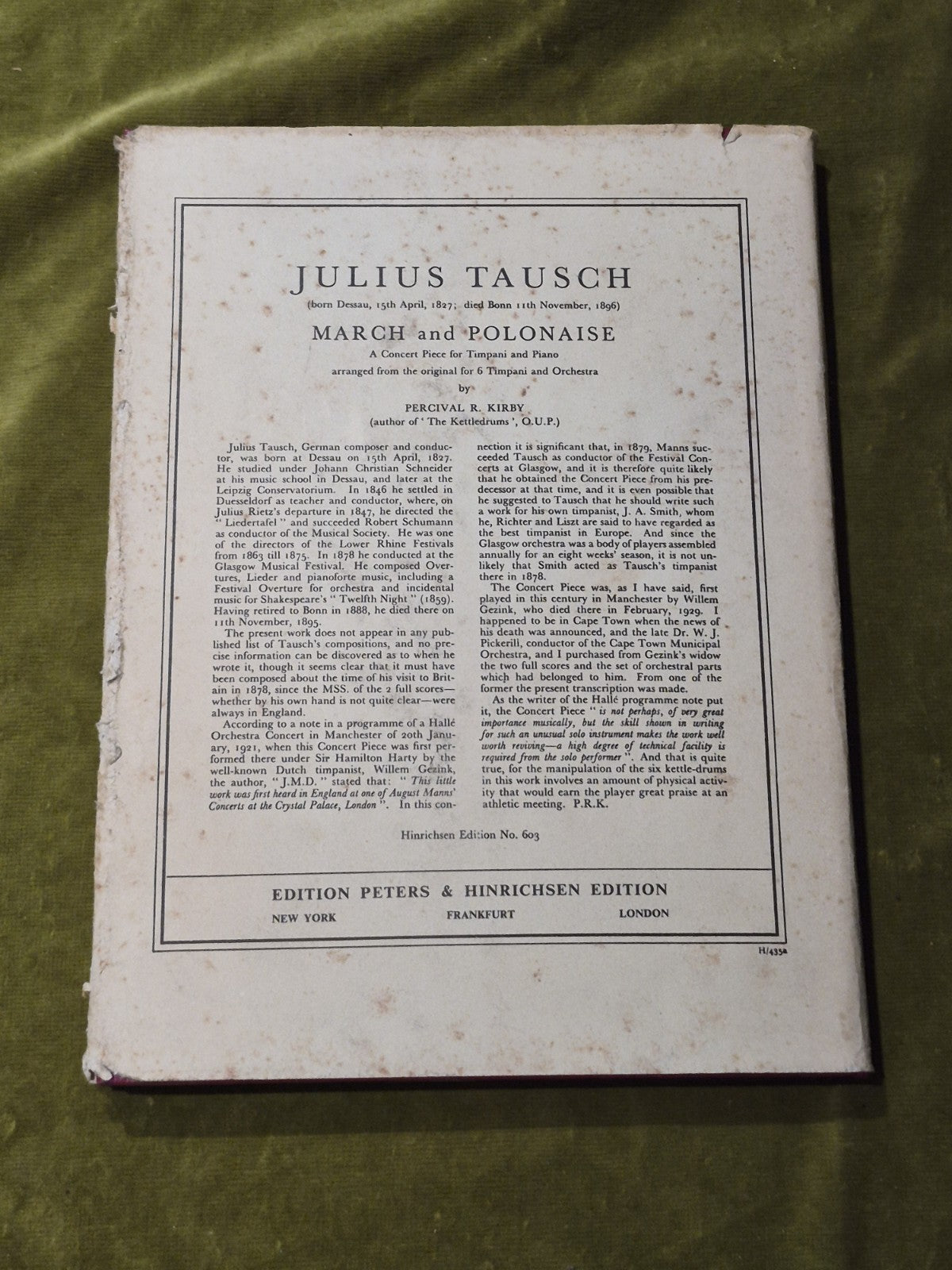 Handels Kettledrums & Other Papers on Military Music by Farmer, Henry George1