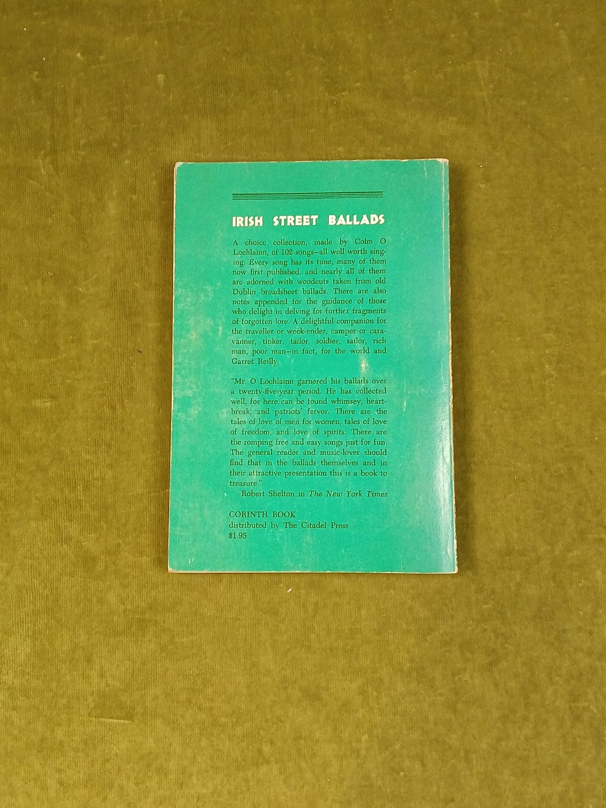 Irish Street Ballads by Colm O’Lochlainn 1960 Corinth Paperback1