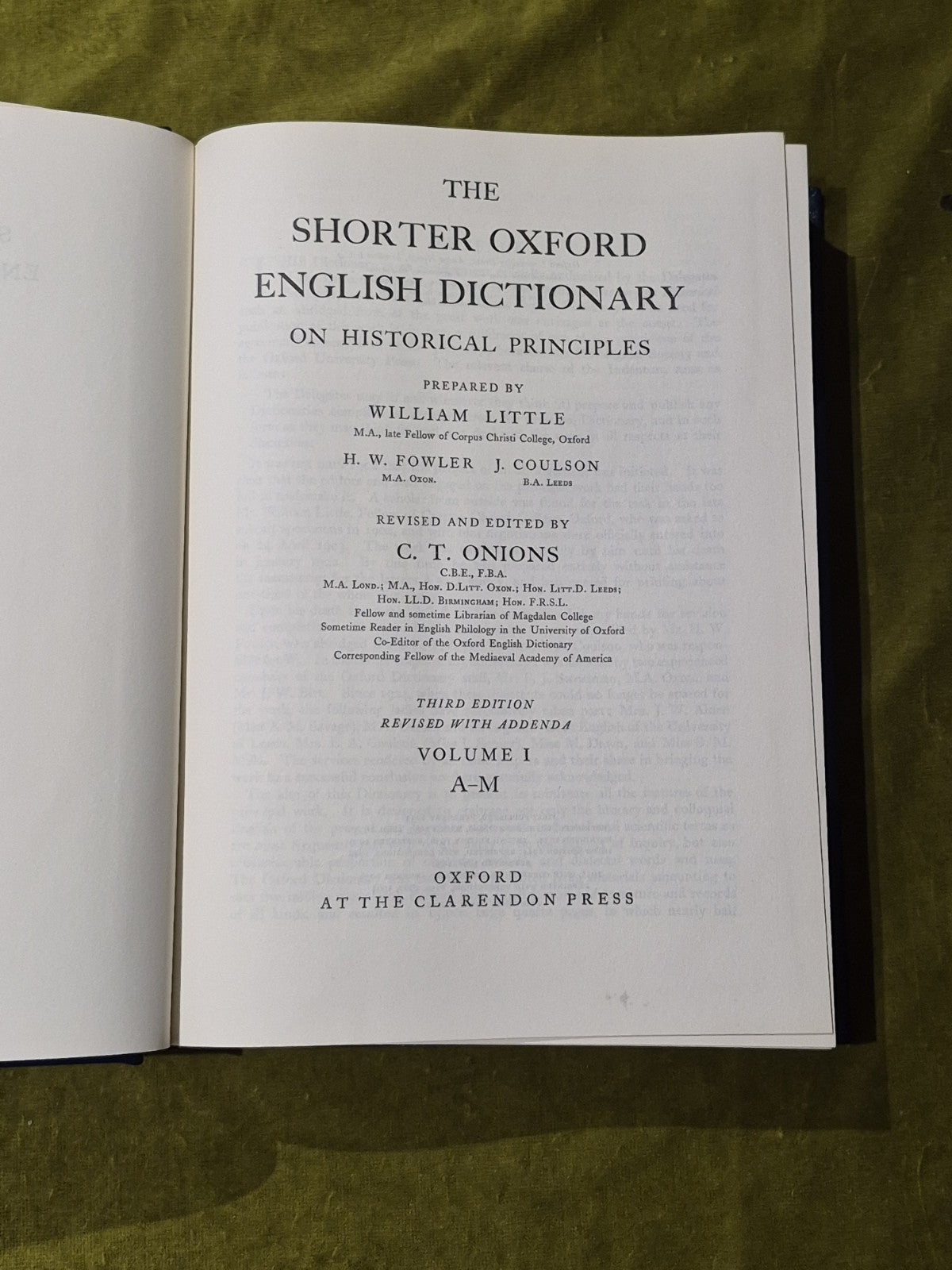 Shorter Oxford English Dictionary Third Edition 1964 in 2 Volumes3