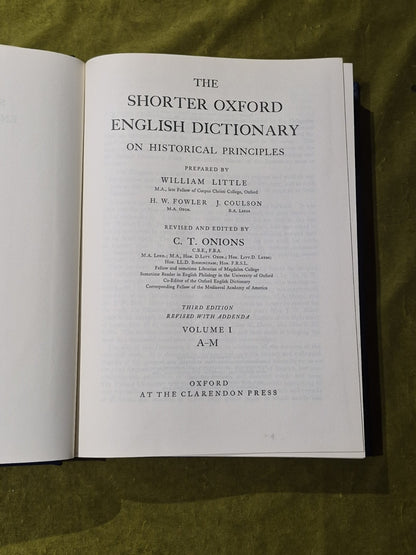 Shorter Oxford English Dictionary Third Edition 1964 in 2 Volumes3