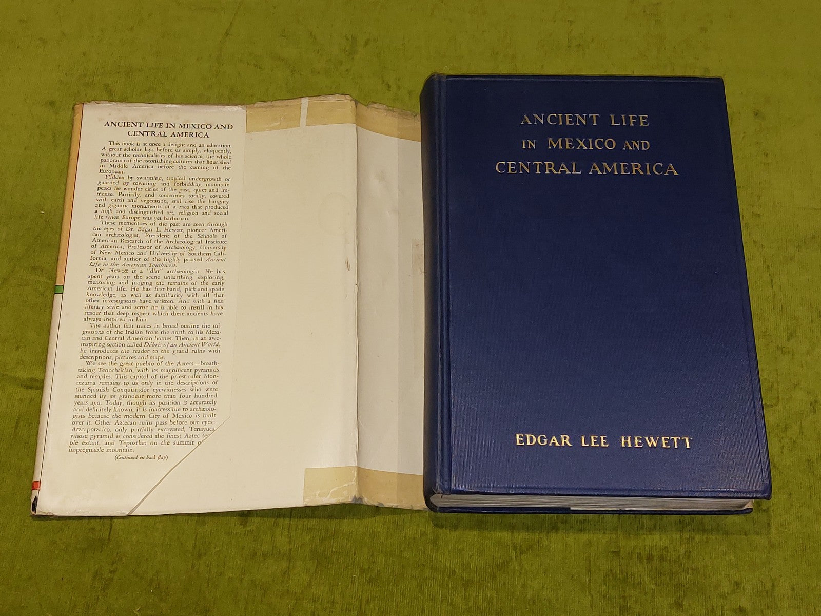 Ancient Life In Mexico & Central America By Edgar L. Hewett 1936 1st Ed Hb/Dj2