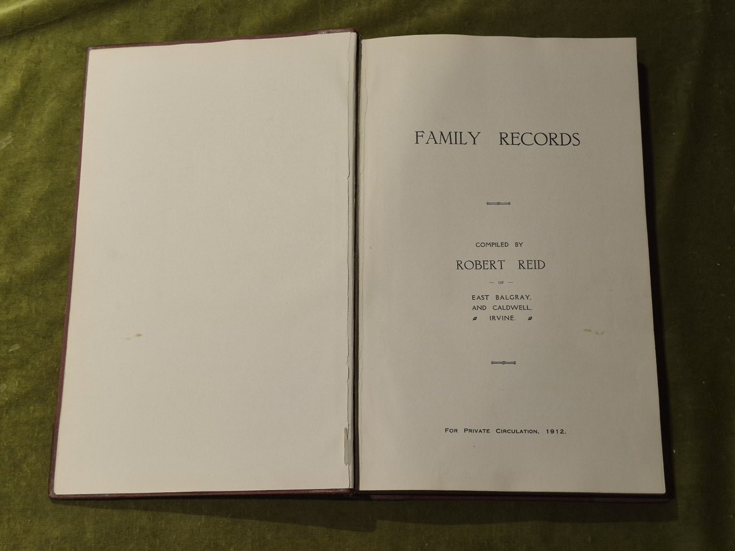 Family Records - Robert Reid 1912 2nd Hardcover6