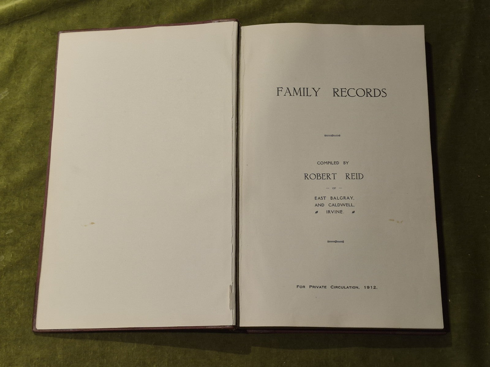Family Records - Robert Reid 1912 2nd Hardcover6