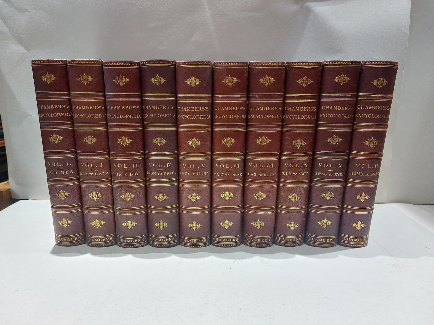 Chamber's Encyclopaedia 10 Vol Set (1901) Heavy Quarter Leather Bound Books0