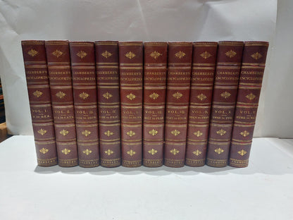 Chamber's Encyclopaedia 10 Vol Set (1901) Heavy Quarter Leather Bound Books0