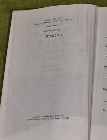 Hitler's Table Talk by Weidenfeld & Nicolson - 1st Edition, 19536