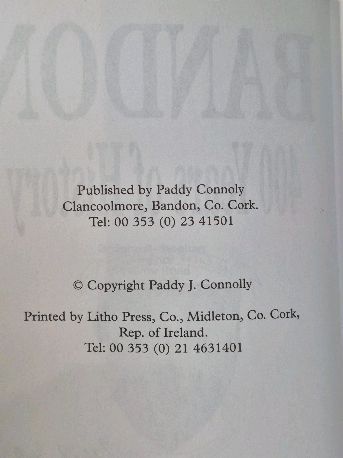 400 Years Of History Bandon Paddy Connolly 20044