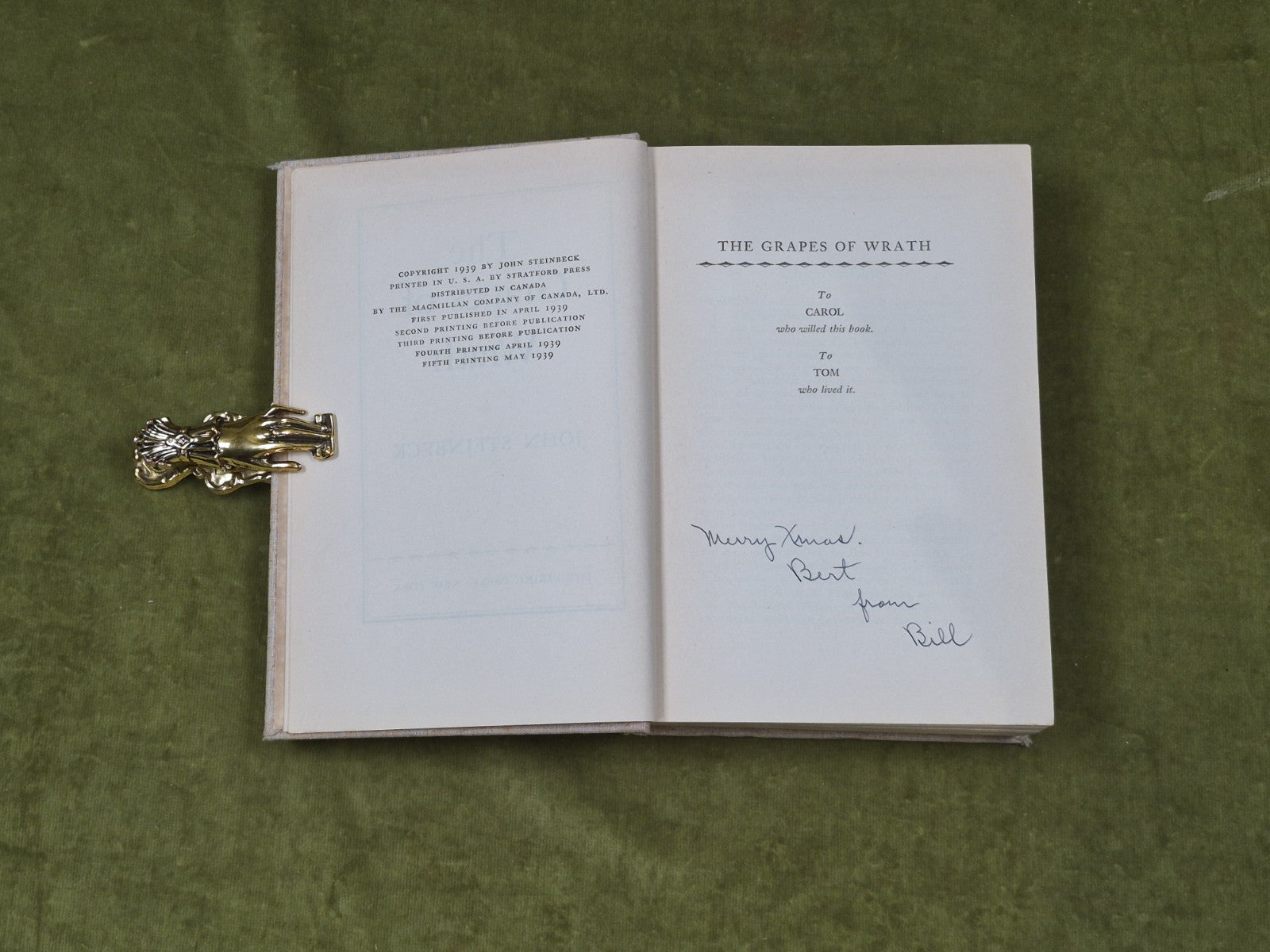 The Grapes of Wrath John Steinbeck Hardcover Viking Press 19395