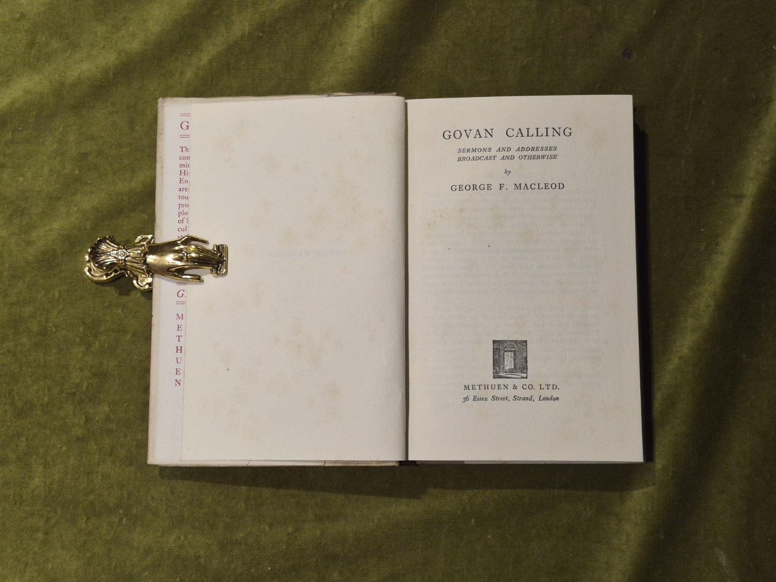 Govan Calling : Sermons and Addresses - George F Macleod - 1934 1st HB DJ4