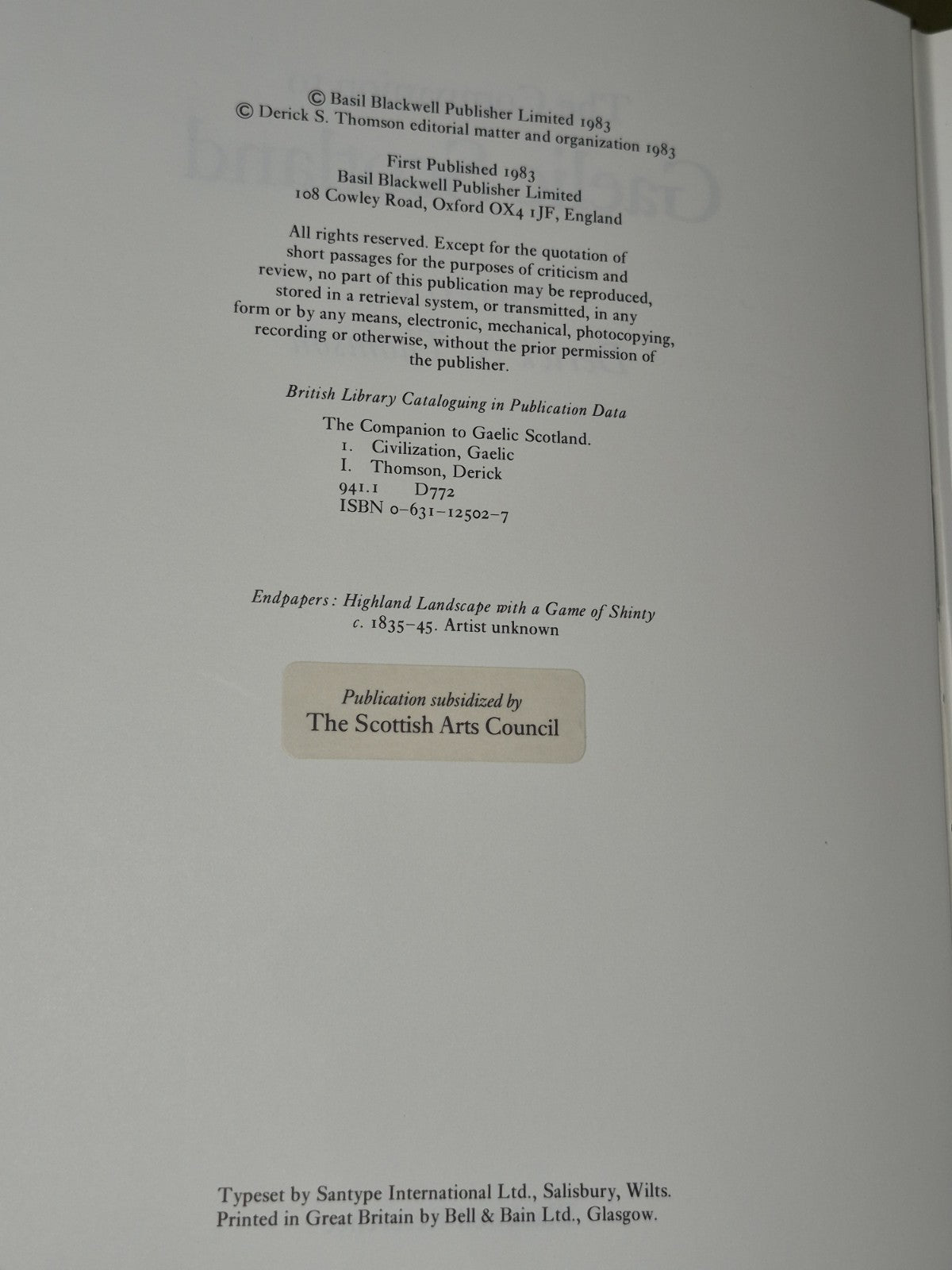 The Companion To Gaelic Scotland 1983 Derick S Thomson Scottish Arts Council5