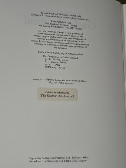 The Companion To Gaelic Scotland 1983 Derick S Thomson Scottish Arts Council5