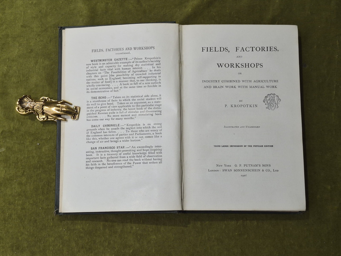 Fields Factories and Workshops - P Kropotkin , Putnam 3rd Popular Ed 19024