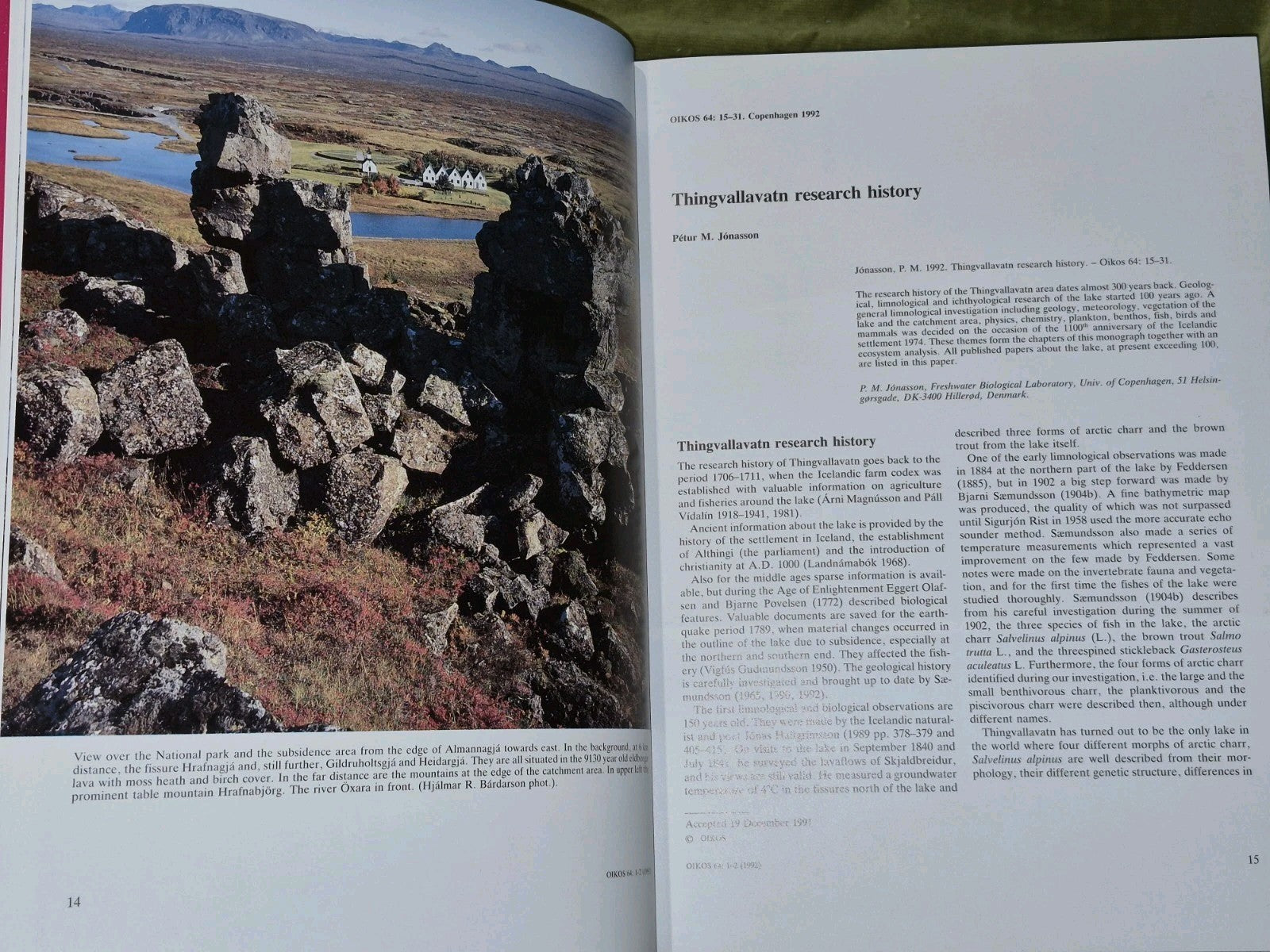 Jonasson, Petur M. (editor) ECOLOGY OF OLIGOTROPHIC, SUBARCTIC THINGVALLAVATN7