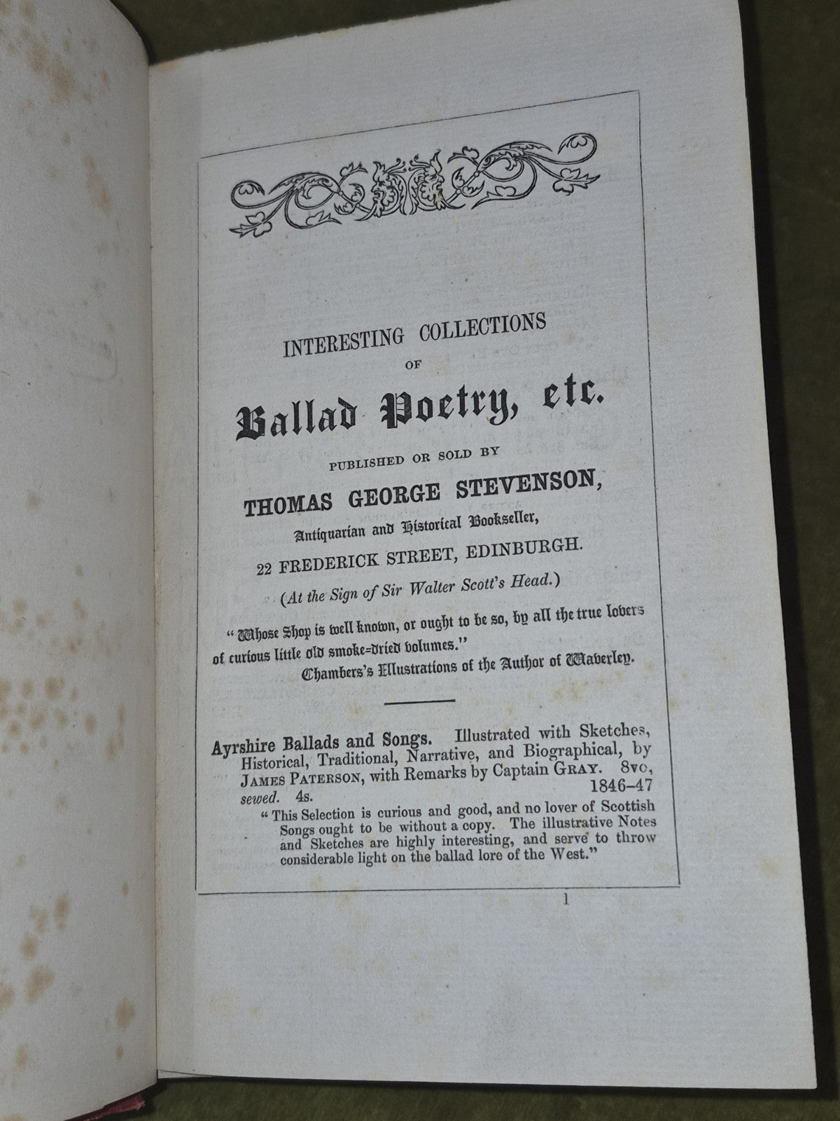 Four Books of Choice Old Scotish Ballads 1868 Thomas George Stevenson Limited5