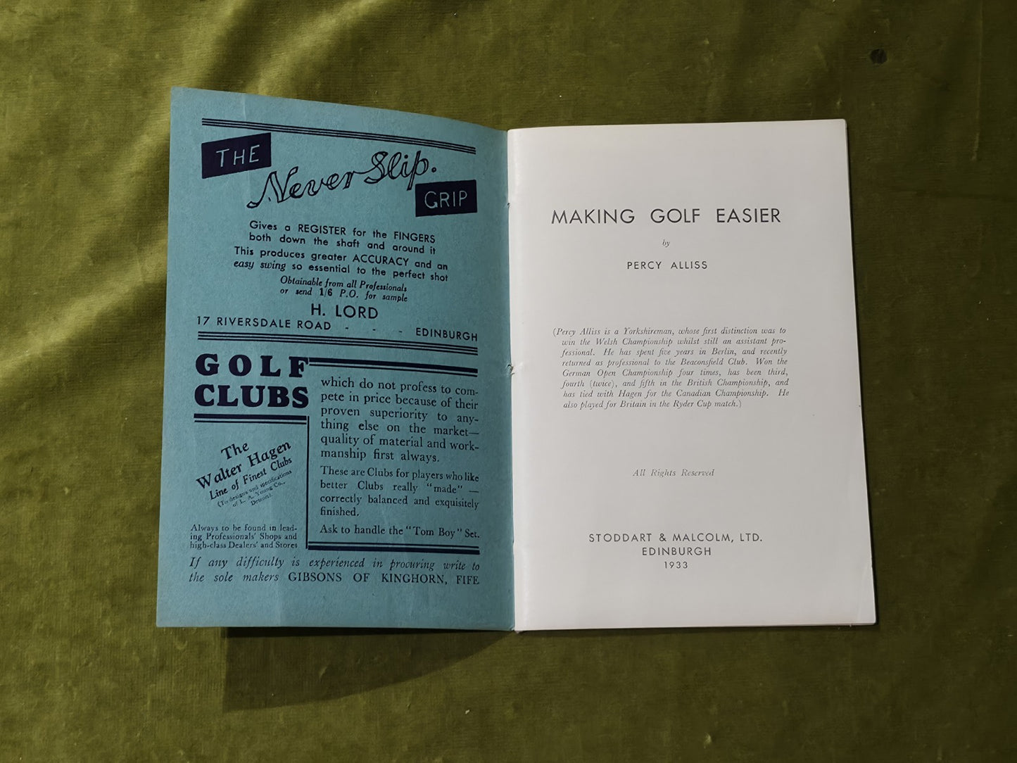Making Golf Easier - Percy Alliss 1933 First Edition pamphlet2