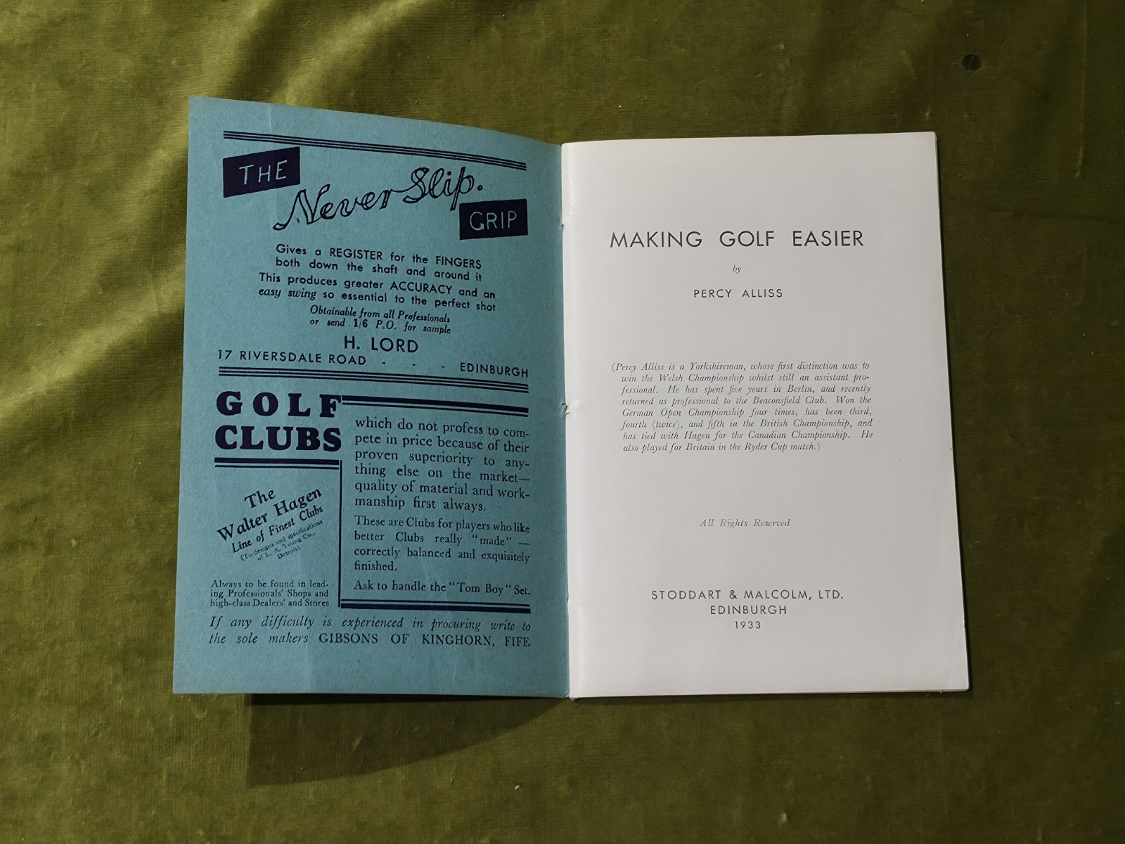 Making Golf Easier - Percy Alliss 1933 First Edition pamphlet2
