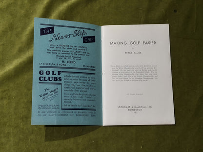 Making Golf Easier - Percy Alliss 1933 First Edition pamphlet2