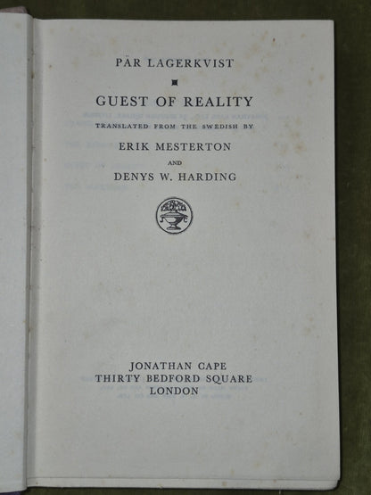 Guest of Reality First Edition Erik Mesterton Jonathan Cape 19365