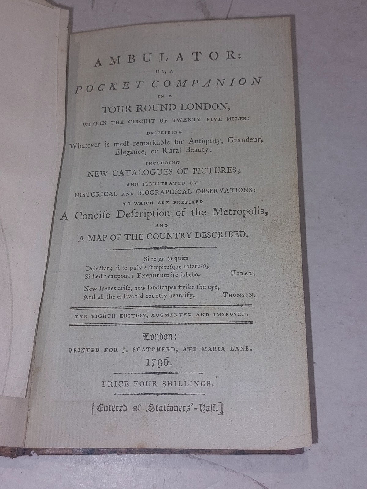 Ambulator or a pocket companion in a tour round London J. Scatcherd 1796 Hb2