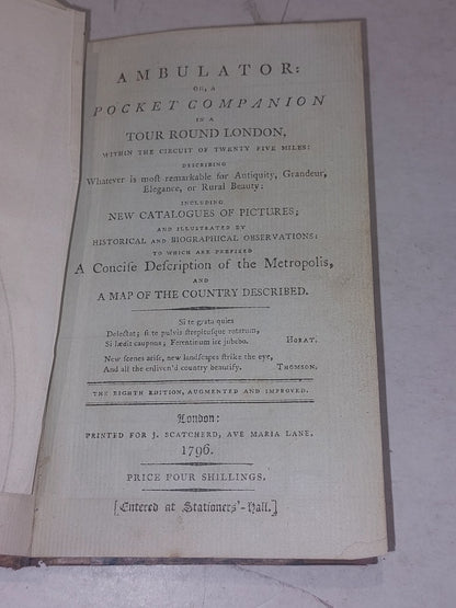 Ambulator or a pocket companion in a tour round London J. Scatcherd 1796 Hb2