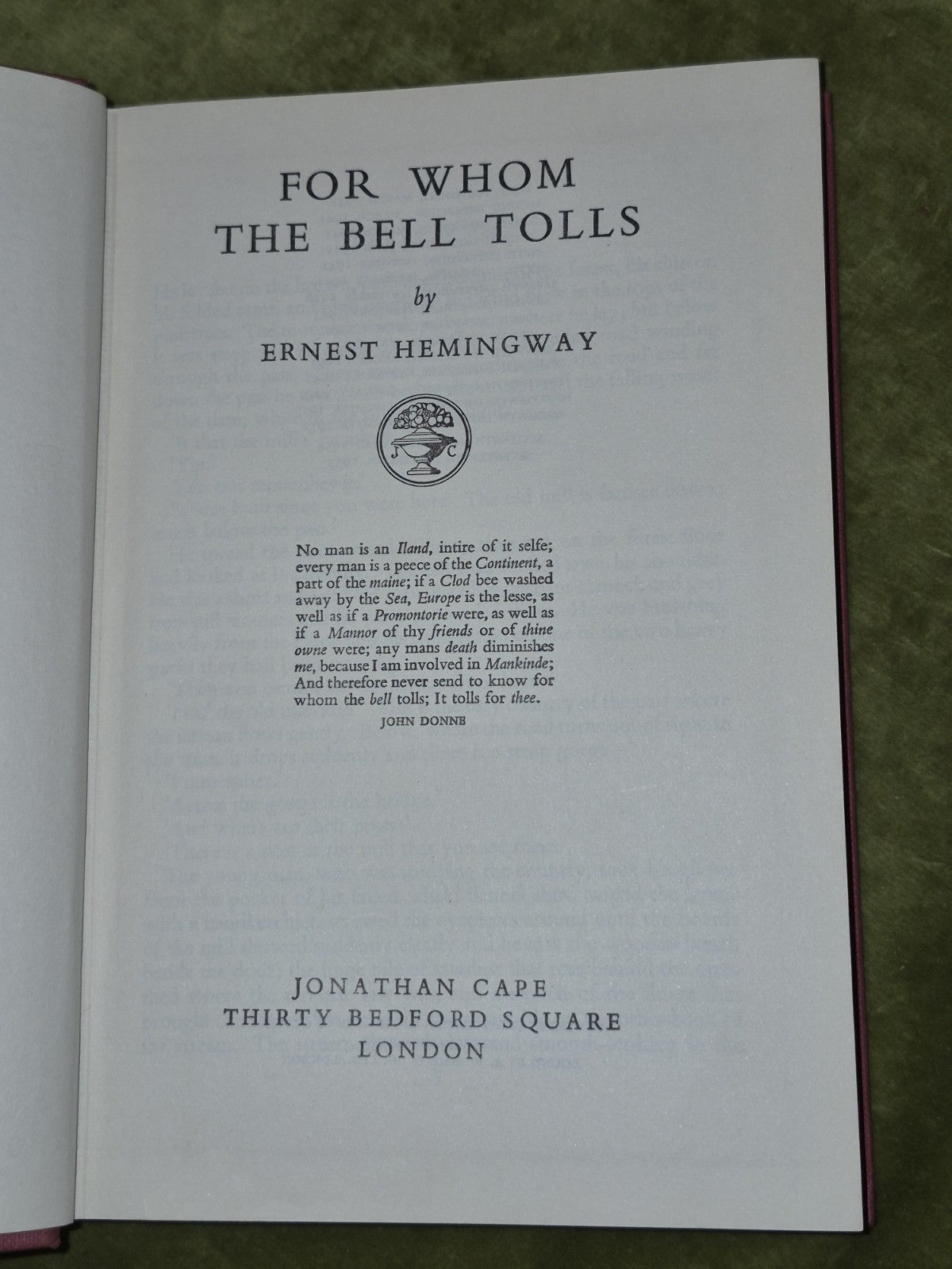 Ernest Hemingway For Whom The Bell Tolls First Edition 17th Imp Jonathathan Cape5
