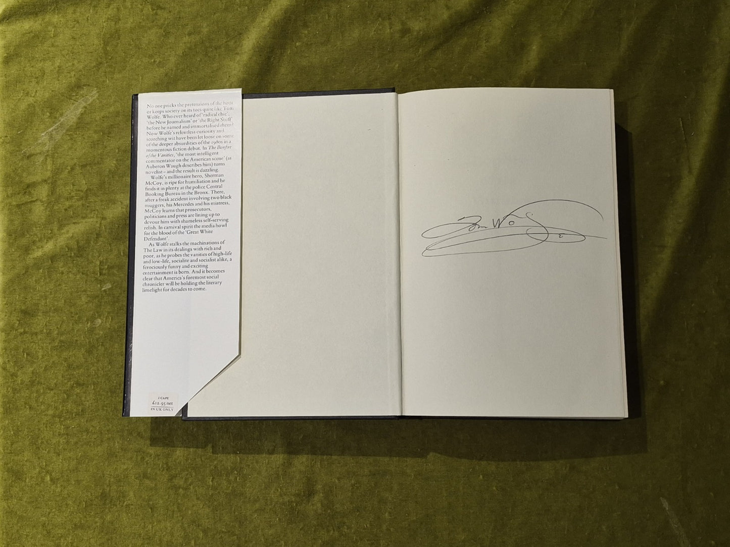 The Bonfire Of the Vanities SIGNED- Tom Wolfe , Jonathan Cape 1988 1st HB DJ4