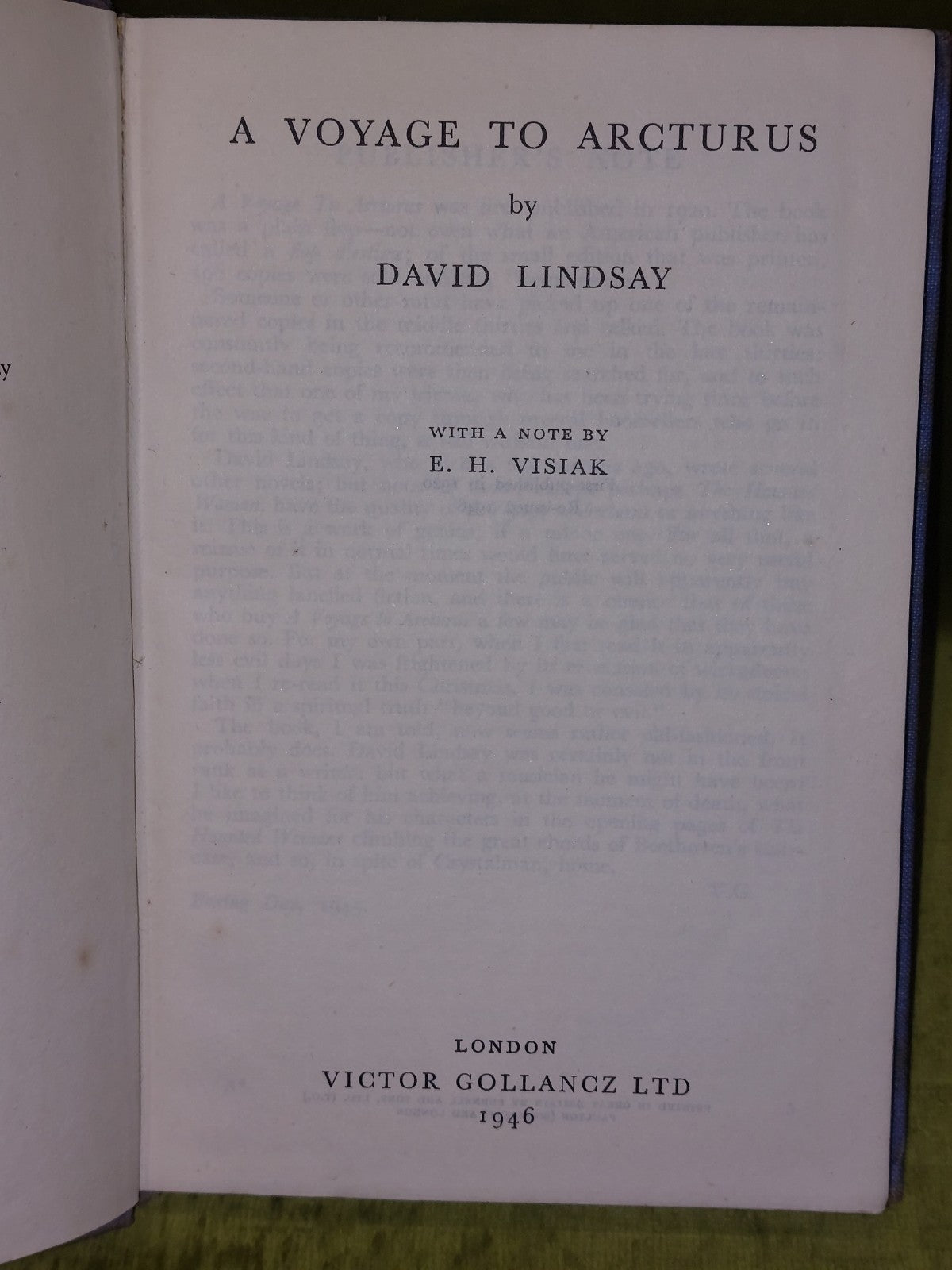 A VOYAGE TO ARCTURUS By DAVID LINDSAY (1946) Second Edition4