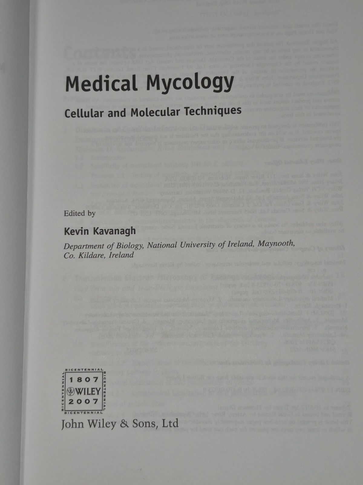 Medical Mycology: Cellular and Molecular Techniques by Kevin Kavanagh...3