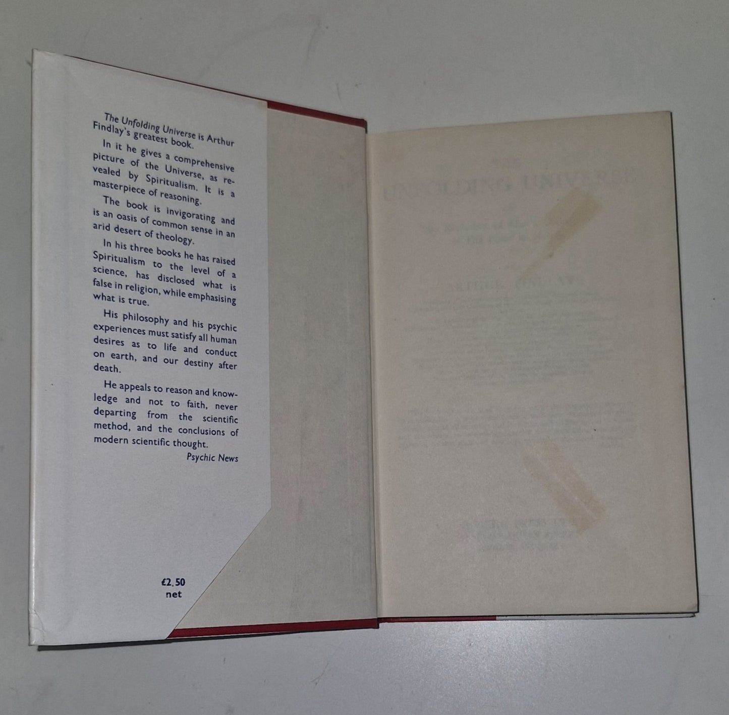 The Unfolding Universe, Findlay, J.Arthur, Psychic Press Ltd, 12th Imp. 1973 HB2