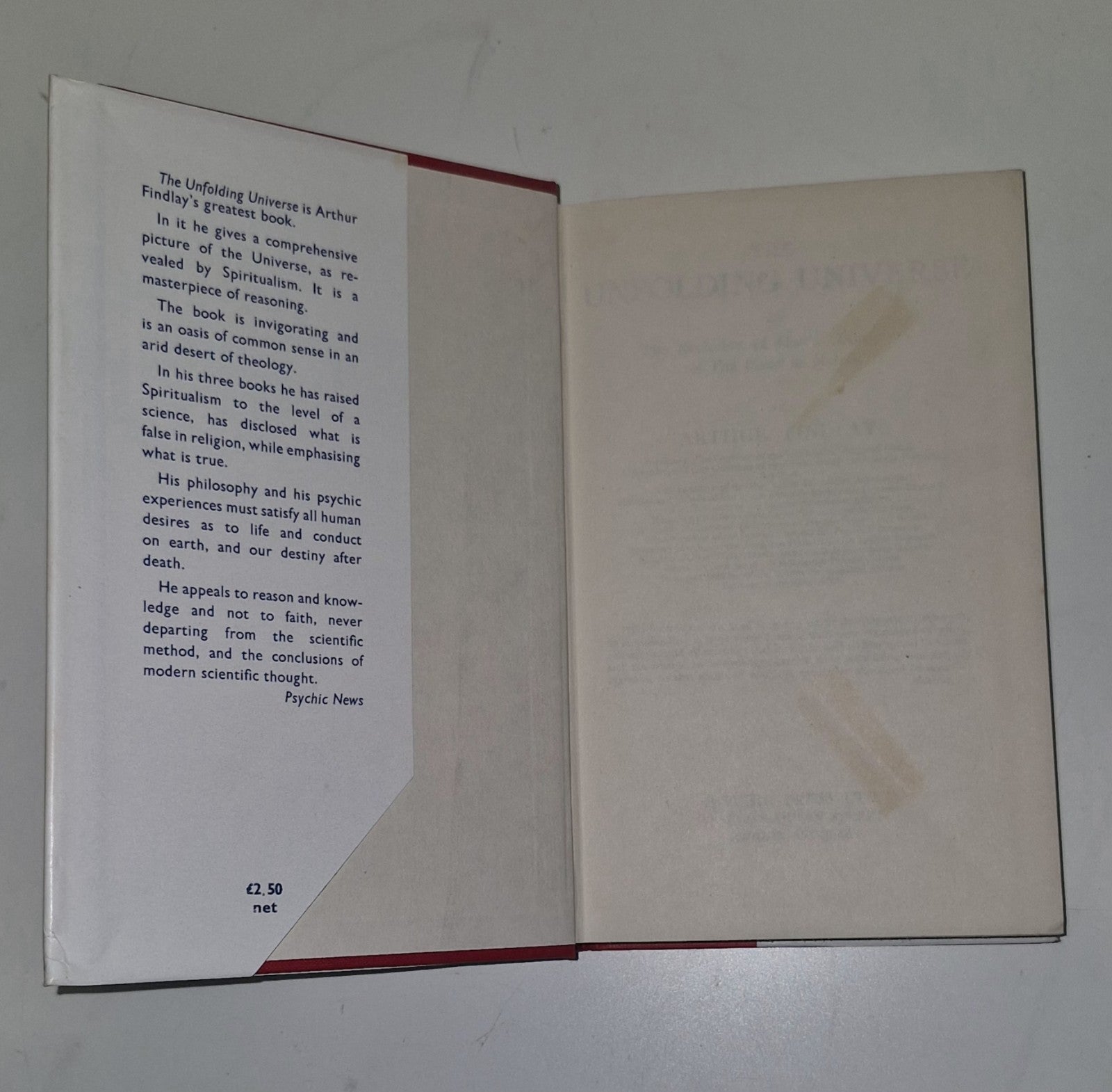 The Unfolding Universe, Findlay, J.Arthur, Psychic Press Ltd, 12th Imp. 1973 HB2