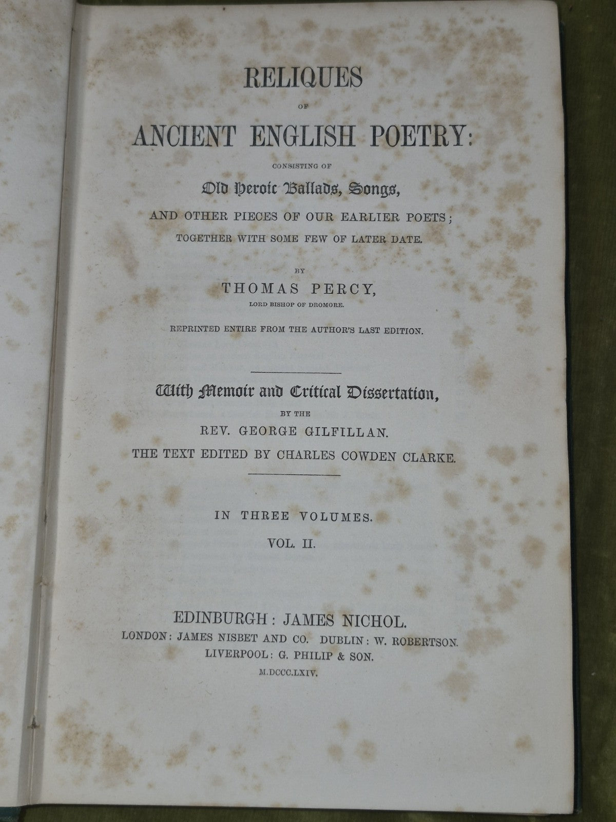 Pecy's Reliques of Ancient English Poetry 1864 George Gilfillan10