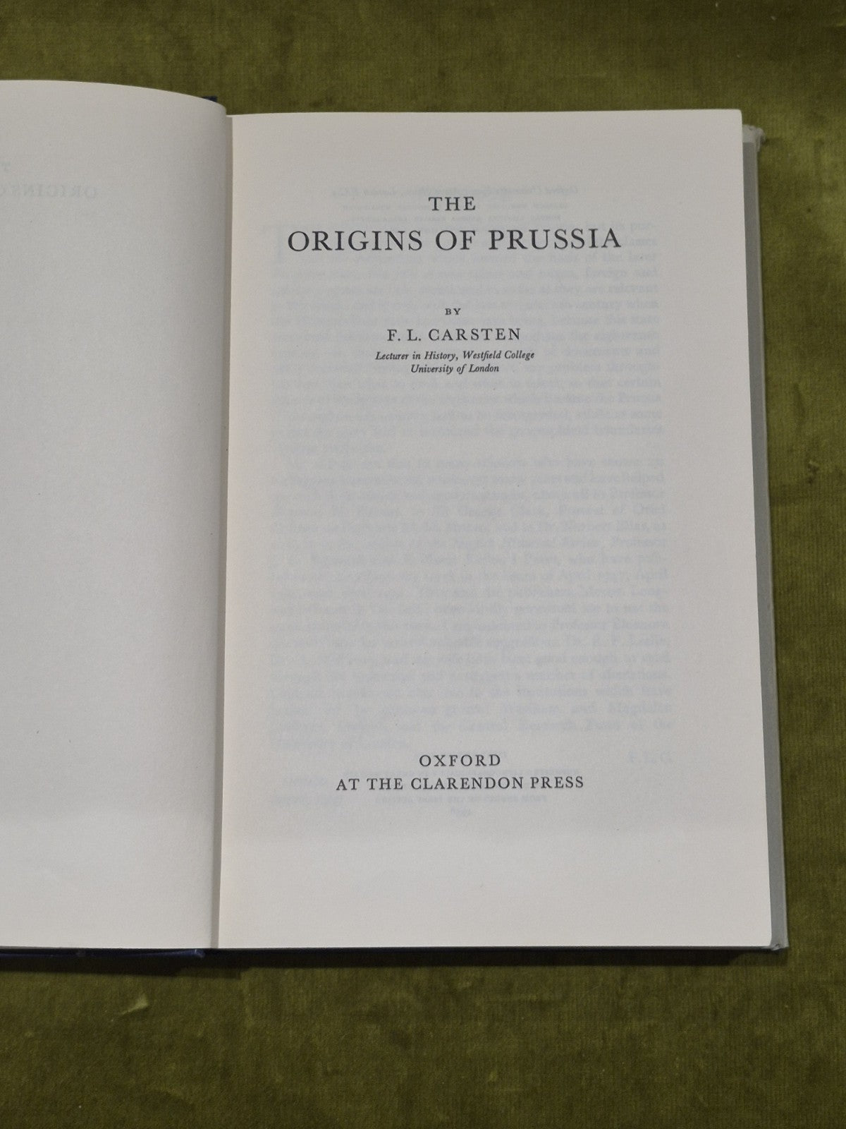 The Origins of Prussia, F L Carsten, 1958 Hardback4