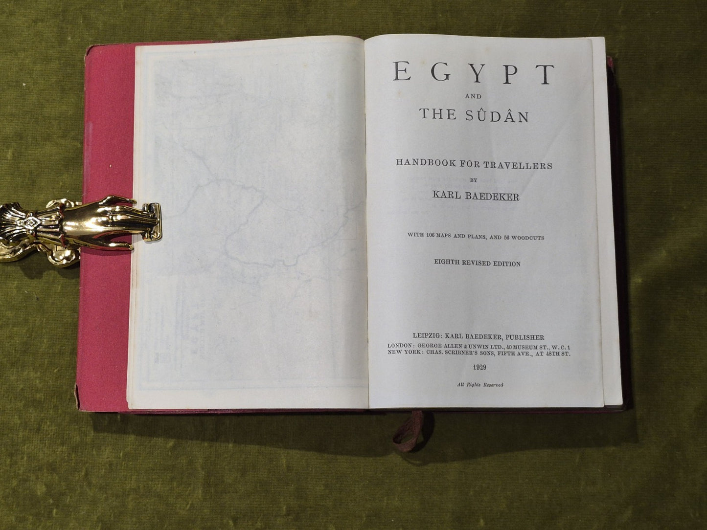Baedeker's Egypt & the Sudan 8th Revised Edition 1929 HB DJ4