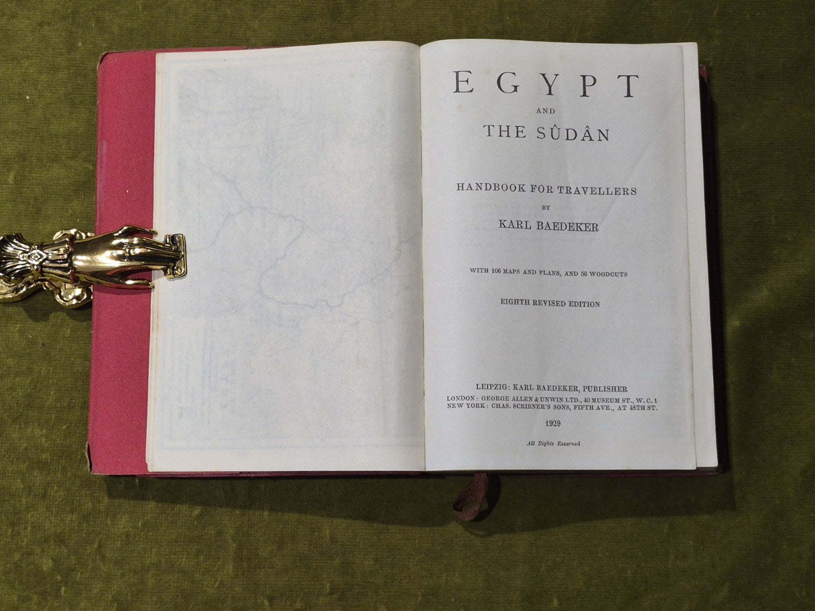 Baedeker's Egypt & the Sudan 8th Revised Edition 1929 HB DJ4